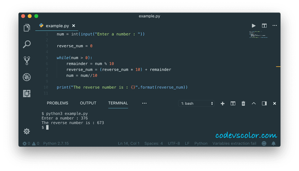 Write a python program to reverse a number - CodeVsColor