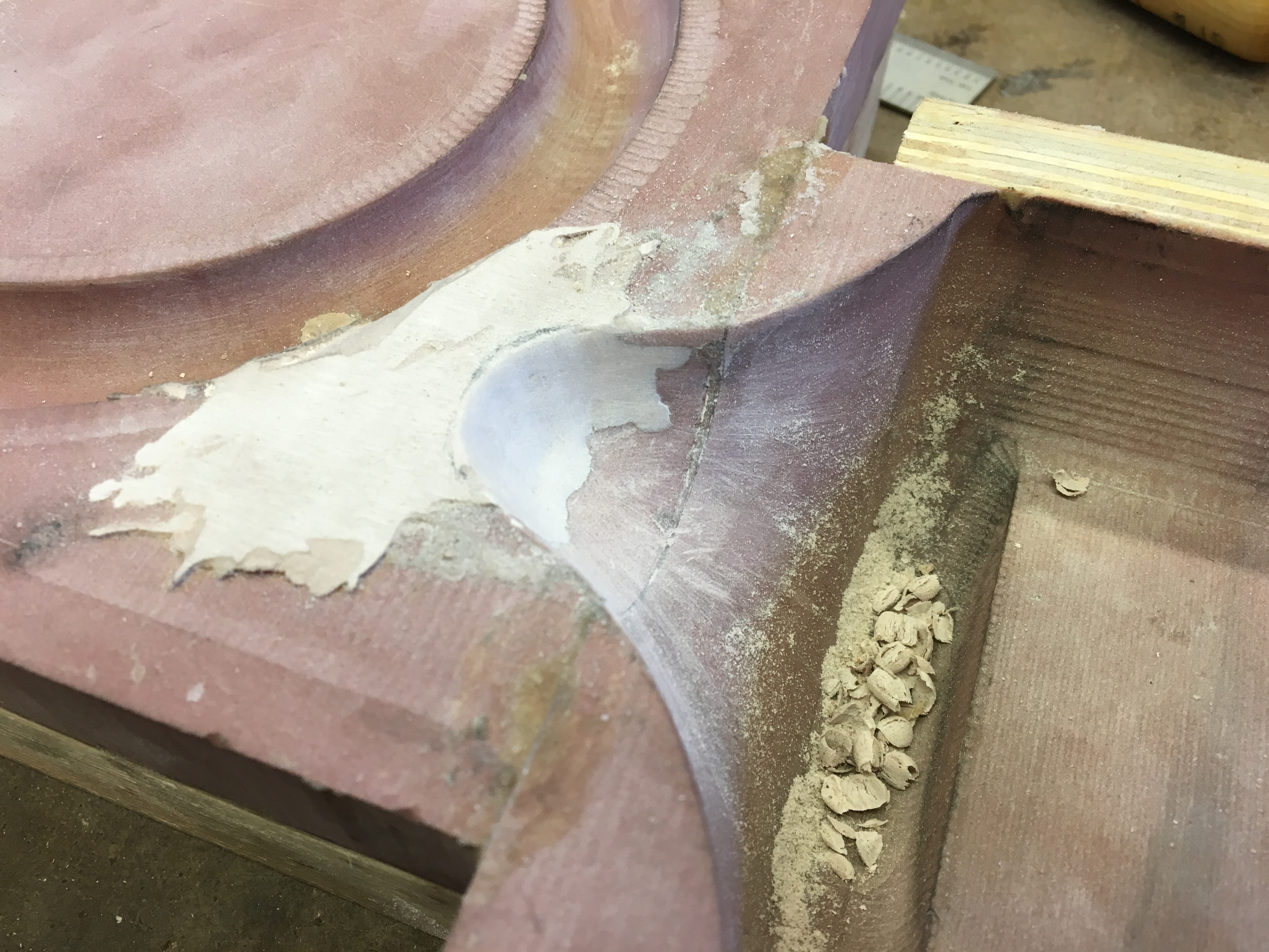 Carving and sanding the Bondo