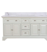 image Sadie 67 in W  215 in D Vanity in Matte Pearl with Marble Vanity Top in Natural White with White Sin