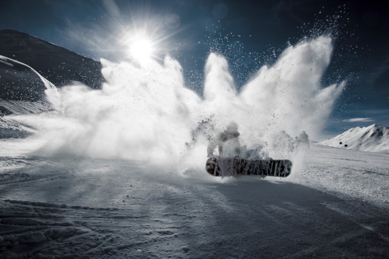 Snowboarder wiping out