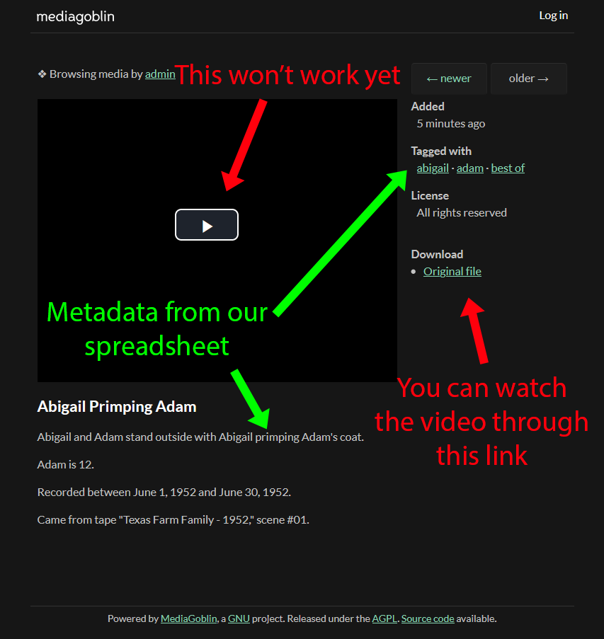 Screenshot of single video view