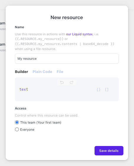 Creating a resource