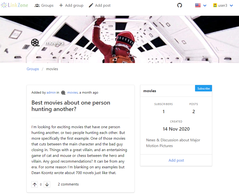 Browse posts in a group