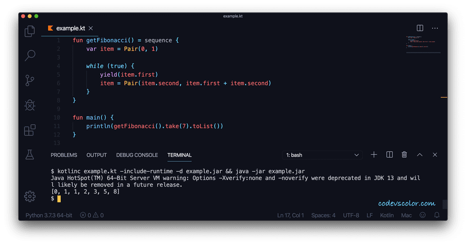 Kotlin Program To Print The Fibonacci Series CodeVsColor