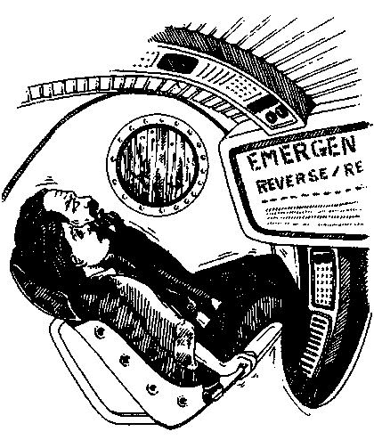 Inside a small shuttle with the professor.