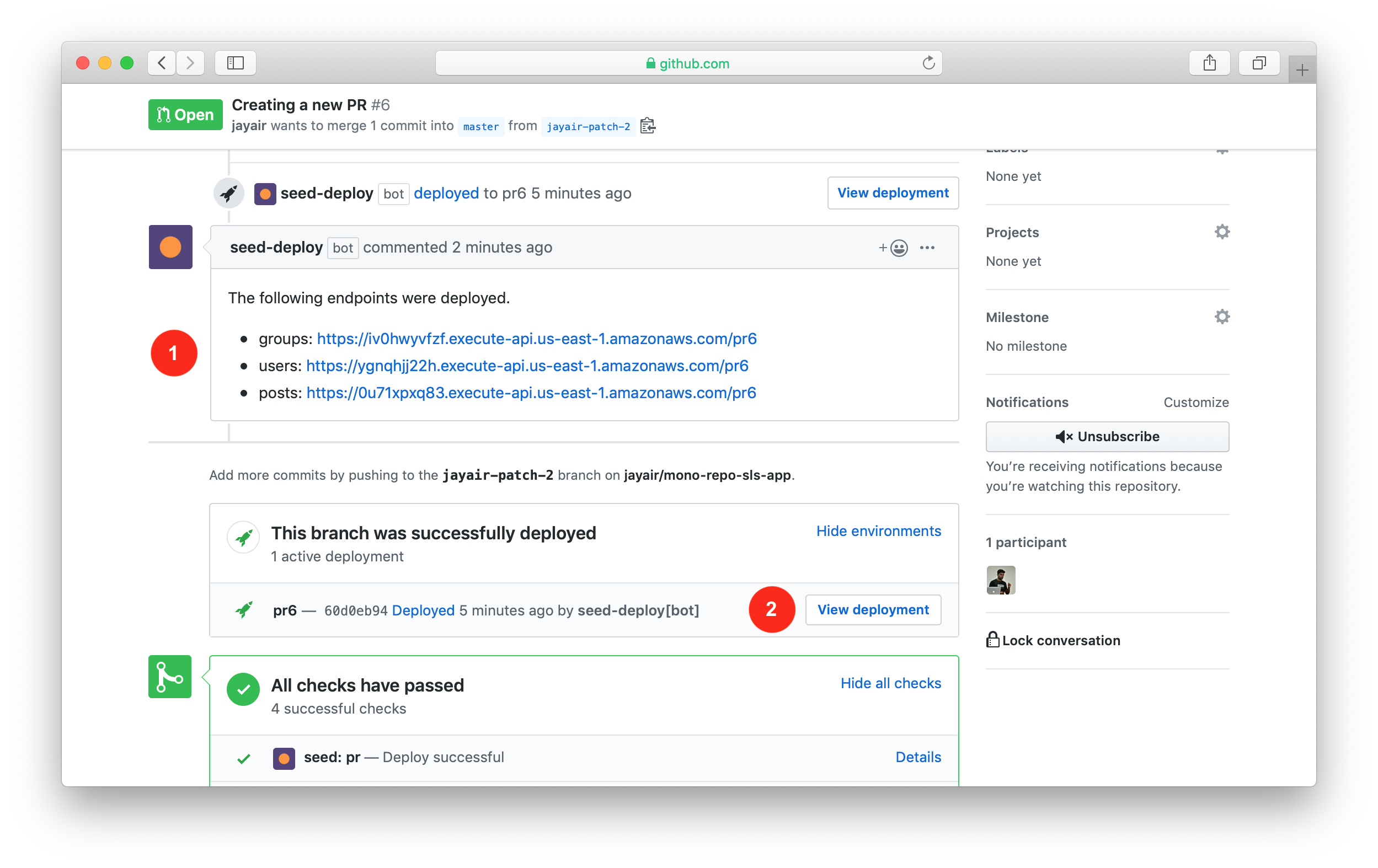 Seed PR complete info in GitHub