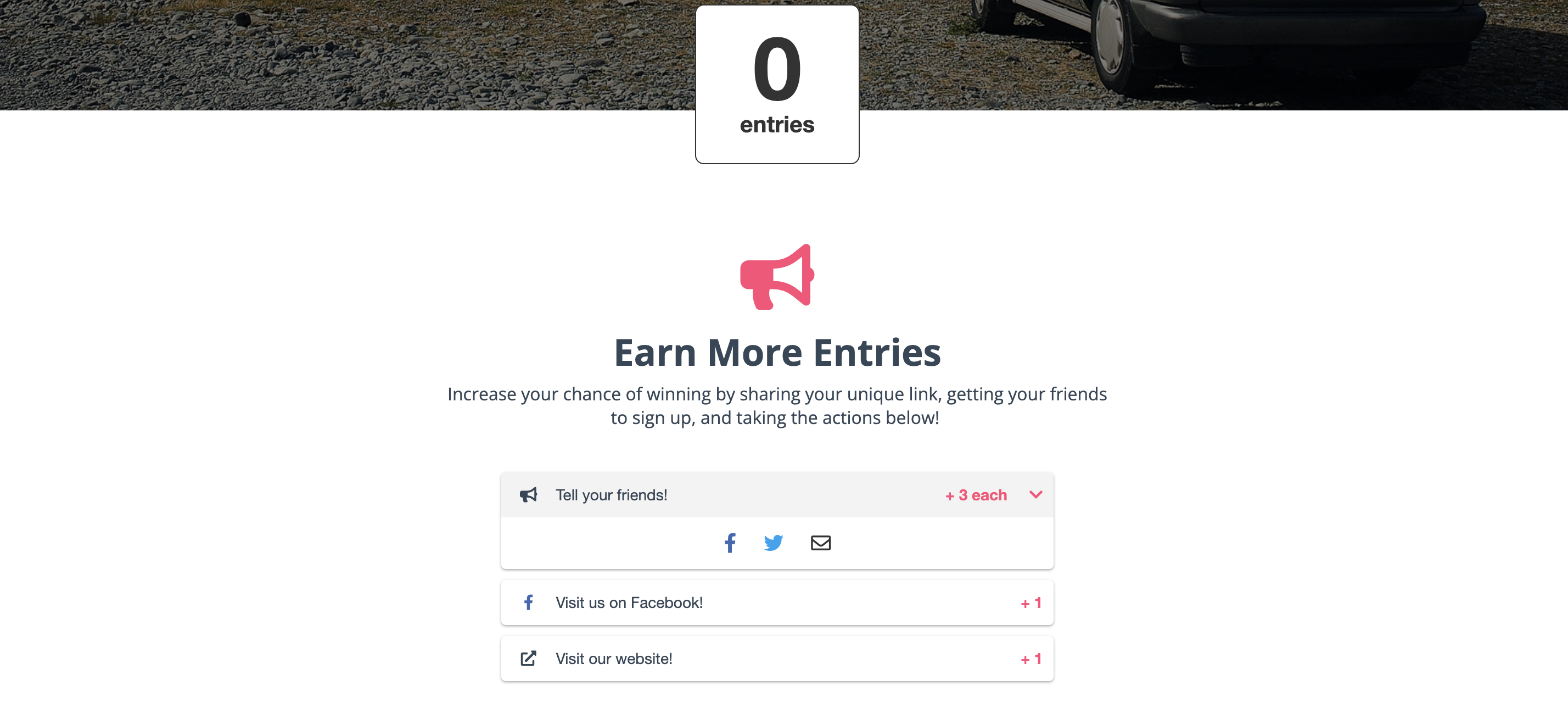 Actions to earn more entries