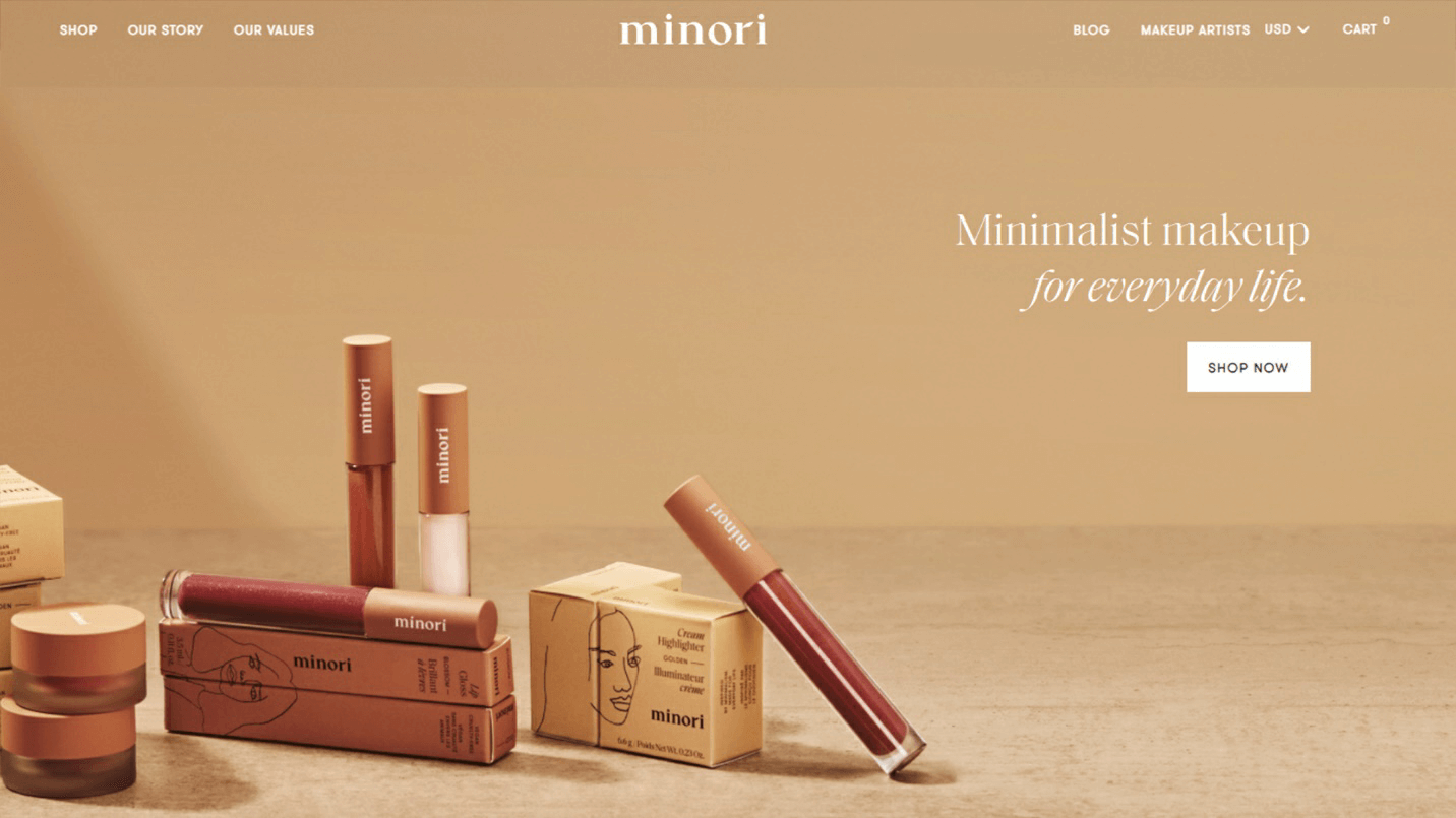 Minori Cosmetics Minimalist Website Design Insparation