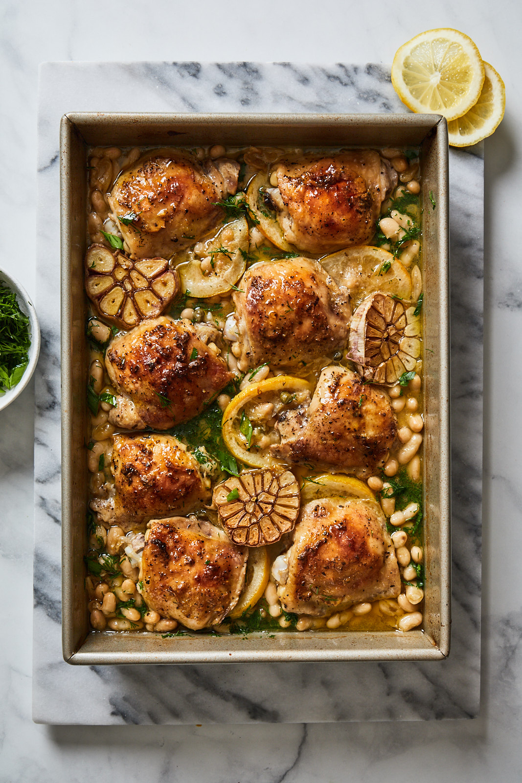 Roasted Chicken With White Beans and 20 Cloves of Garlic