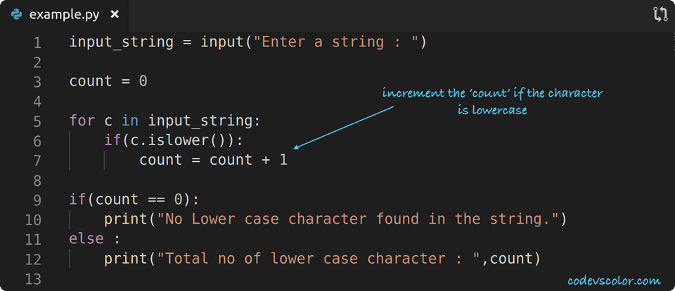 python program count lowercase character python program count lowercase character