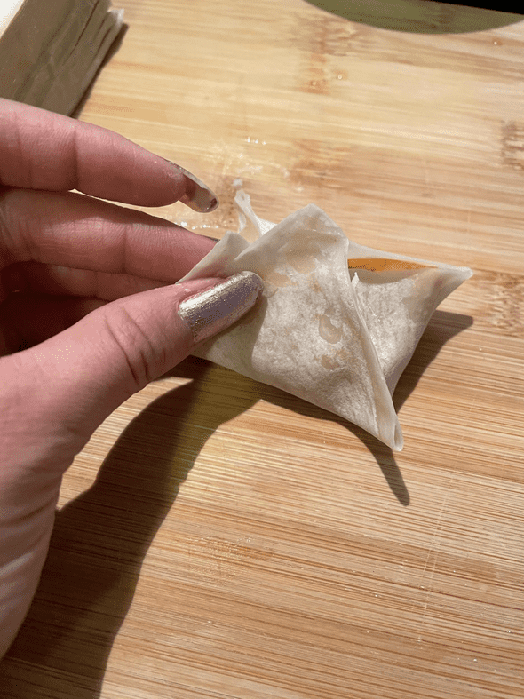 folded, raw rangoon