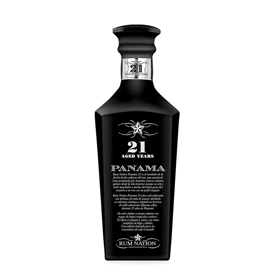 Image of the front of the bottle of the rum Panama Decanter 21 Years Black Edition