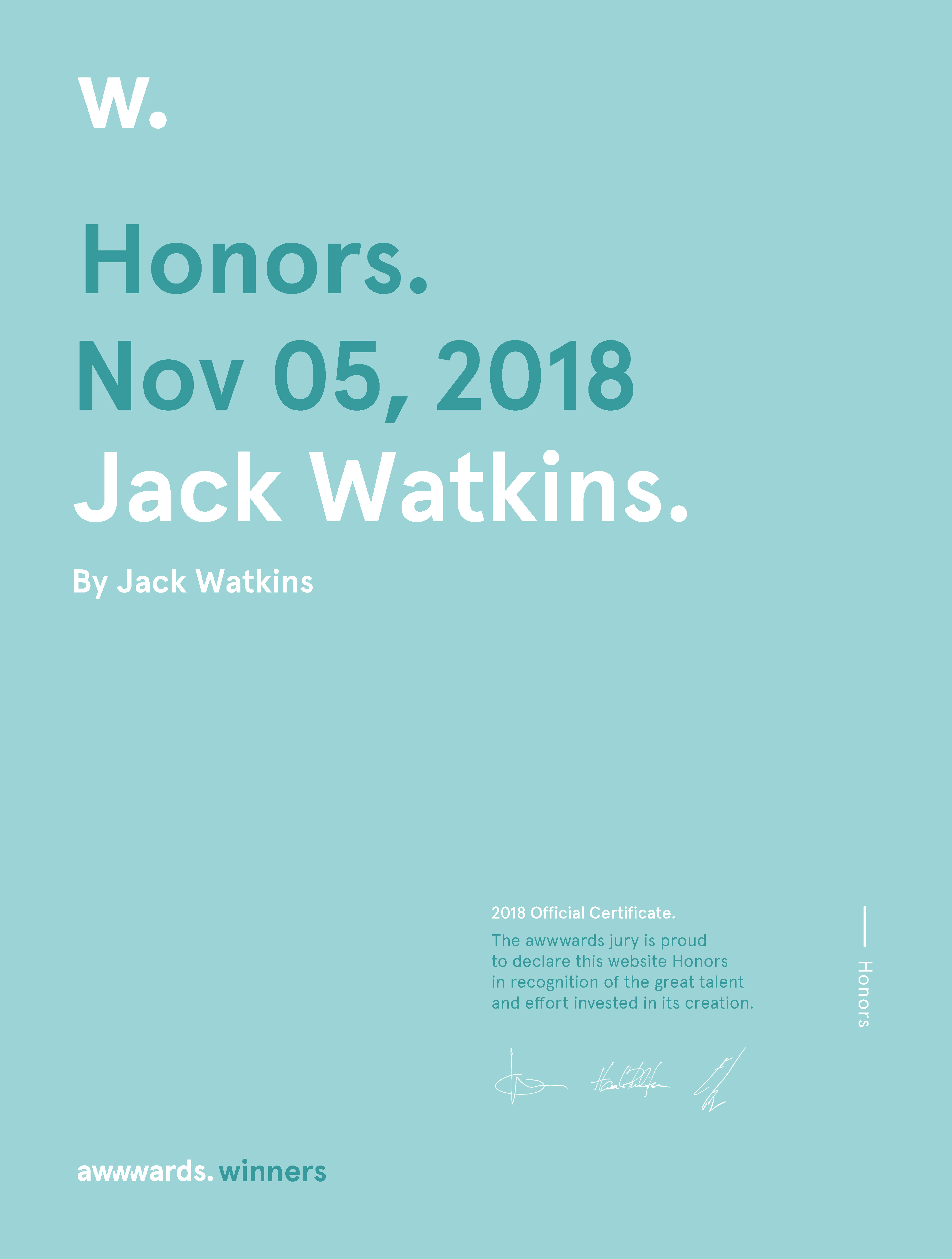 Jack Watkins Awwwards Honorable Mention