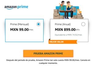 Costos de Amazon Prime.