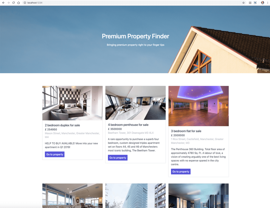 Finished home page Finished home page