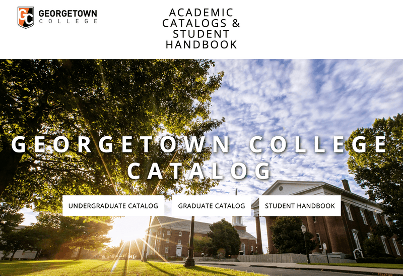 Georgetown College's Course Catalog Homepage