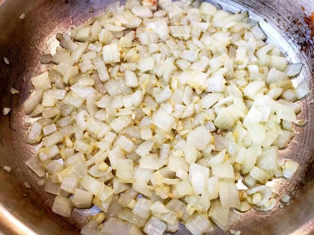 Pan of sauted onions