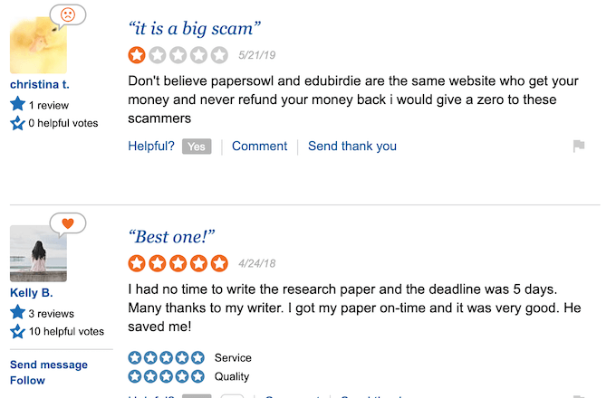 papersowl.com reviews on sitejabber, mostly positive