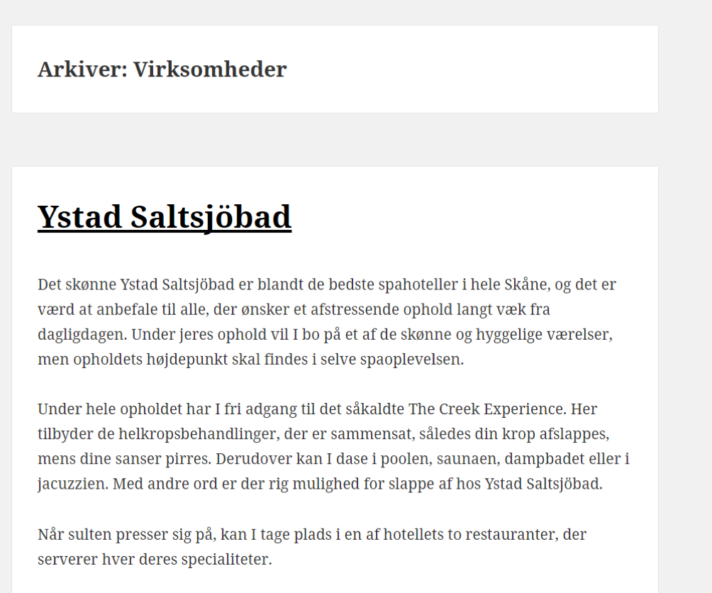 Billy Regnskabsprogram og Ystad Saltsjoebad