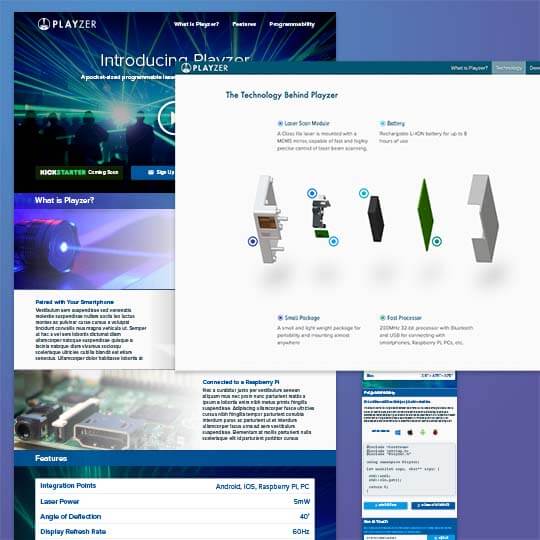 Screenshots of an electronic device's promotional page