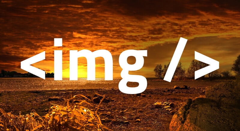 Sunset with img tag code overlaid