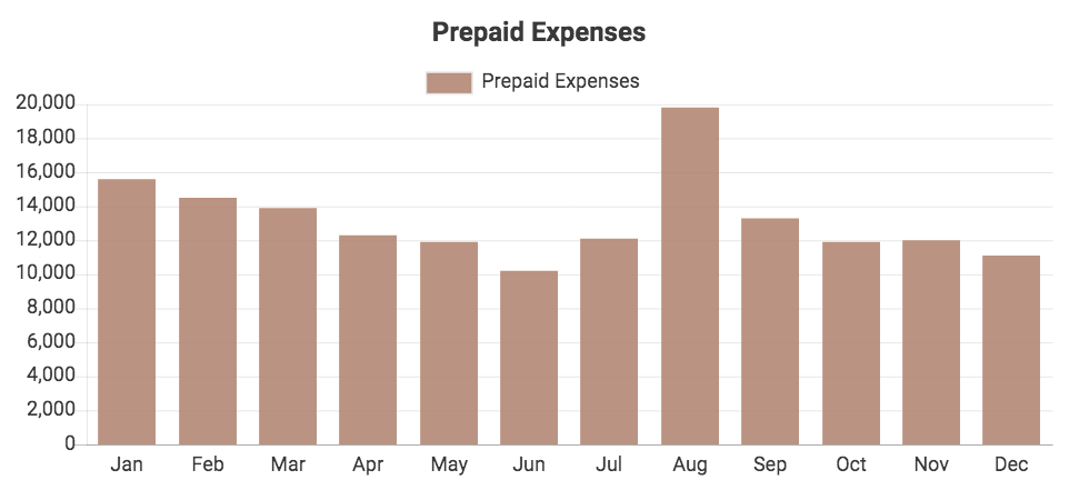 Custom QuickBooks chart showing Prepaid Expenses