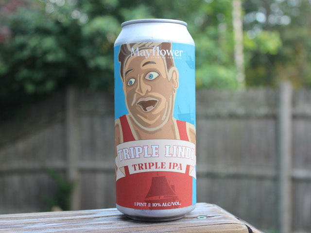 Triple Lindy, a Triple IPA brewed by Mayflower Brewing Company
