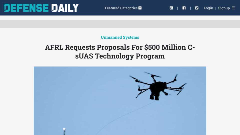 AFRL Requests Proposals For $500 Million C-sUAS Technology Program