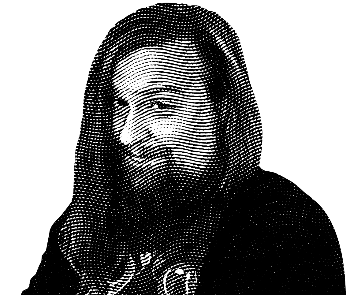 Halftone black and white image of Aaron Aldrich