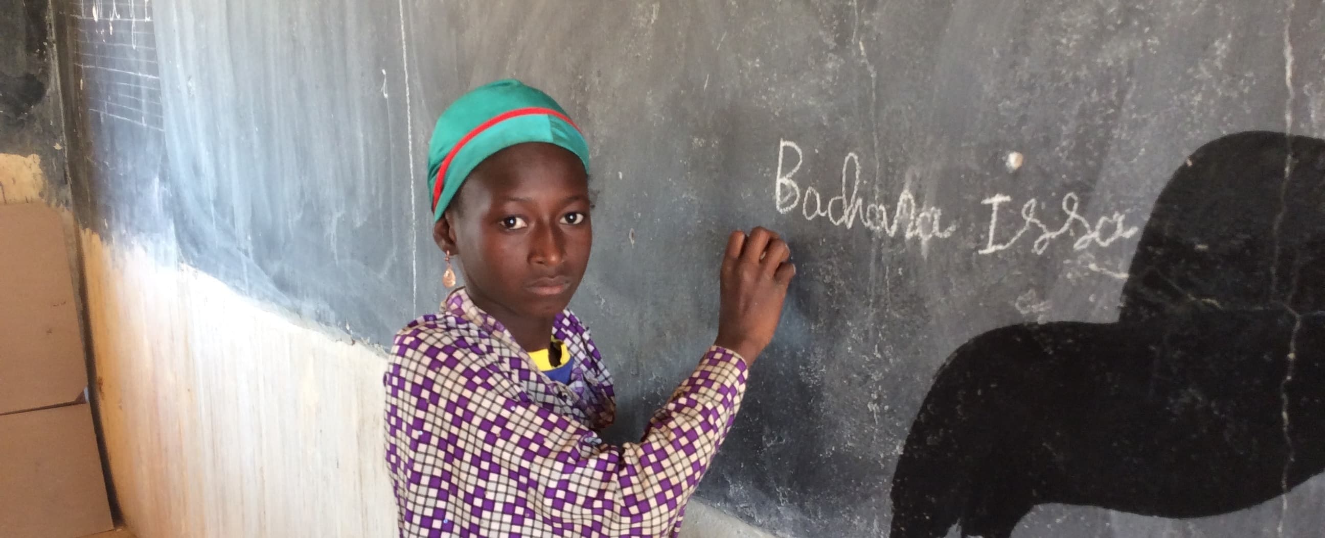 Girl in classroom in Niger