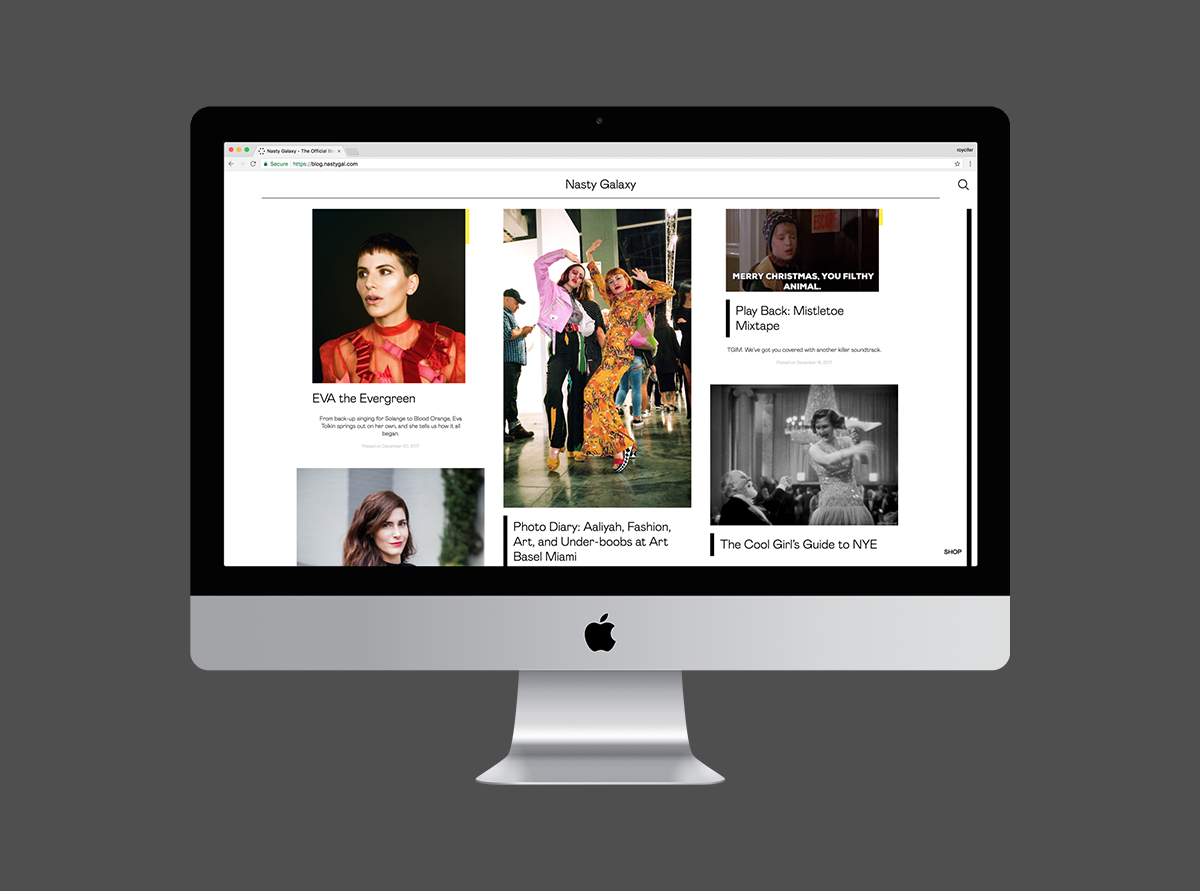 Nasty Gal blog on iMac.