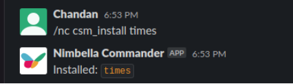 display time in slack installing times with commander in slack
