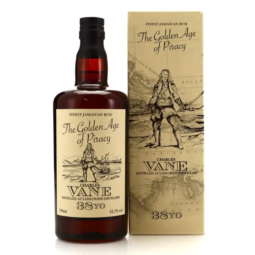 Image of the front of the bottle of the rum The Golden Age of Piracy Charles Vane