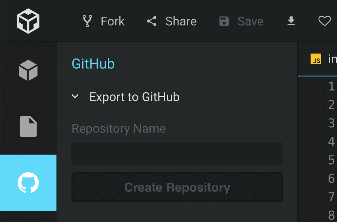 Save CodeSandbox to GitHub Save CodeSandbox to GitHub