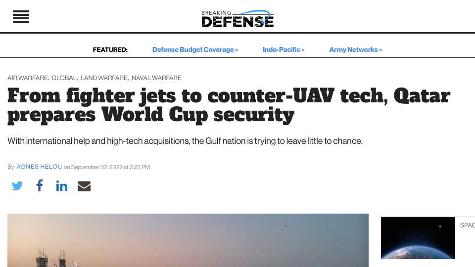 From fighter jets to counter-UAV tech, Qatar prepares World Cup security