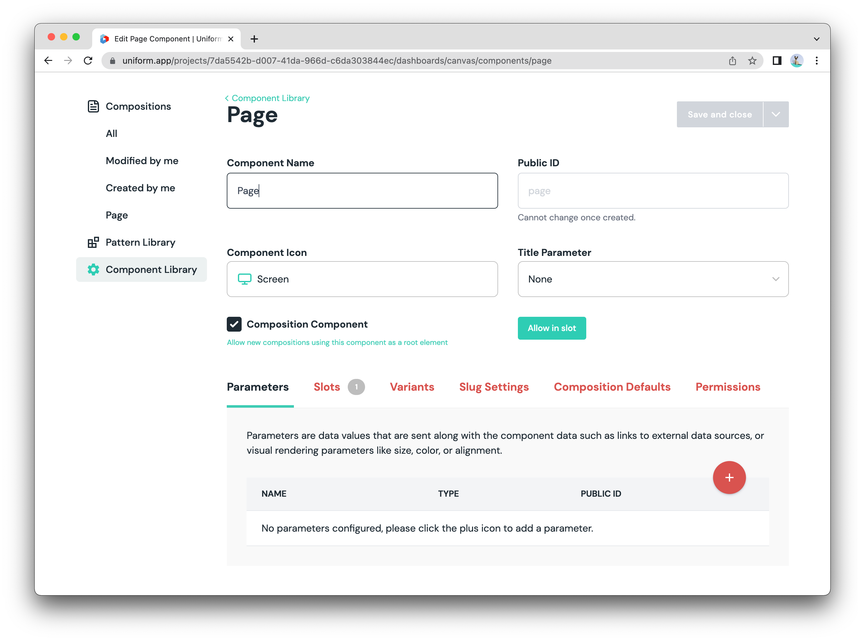 Page component