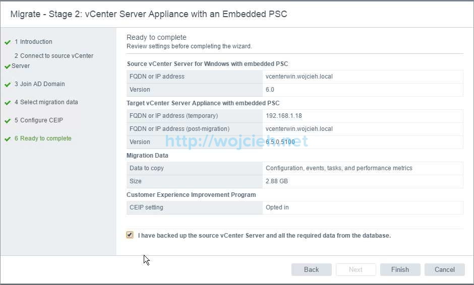 Migration of vCenter Server 6.x to vCenter Server 6.5 - 21