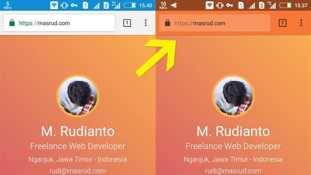 Mengubah warna address bar website pada browser smartphone