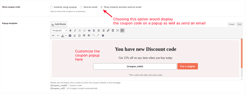 Instant coupon display Instant coupon display