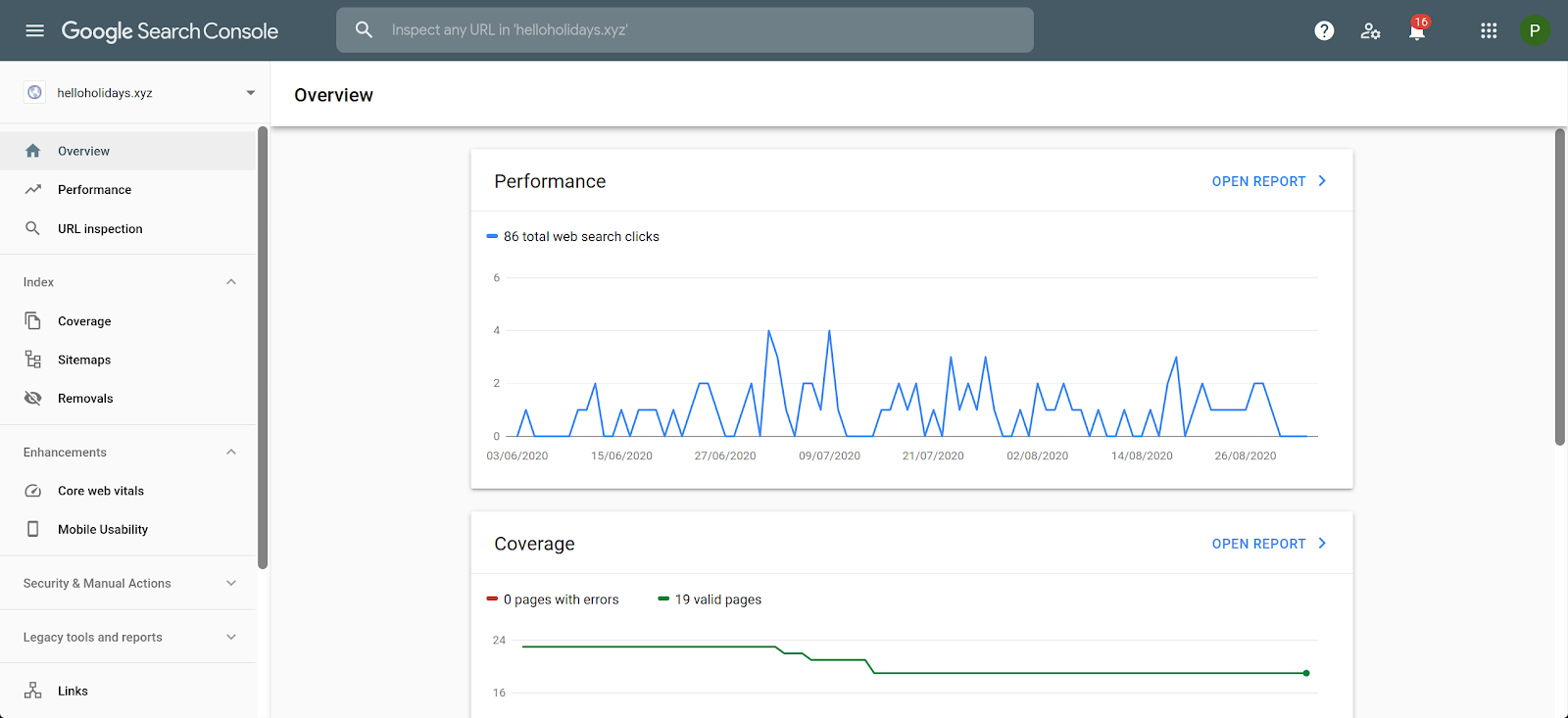 Google Search Console Homepage