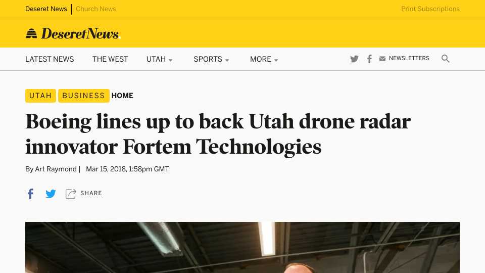 Boeing lines up to back Utah drone radar innovator Fortem Technologies
