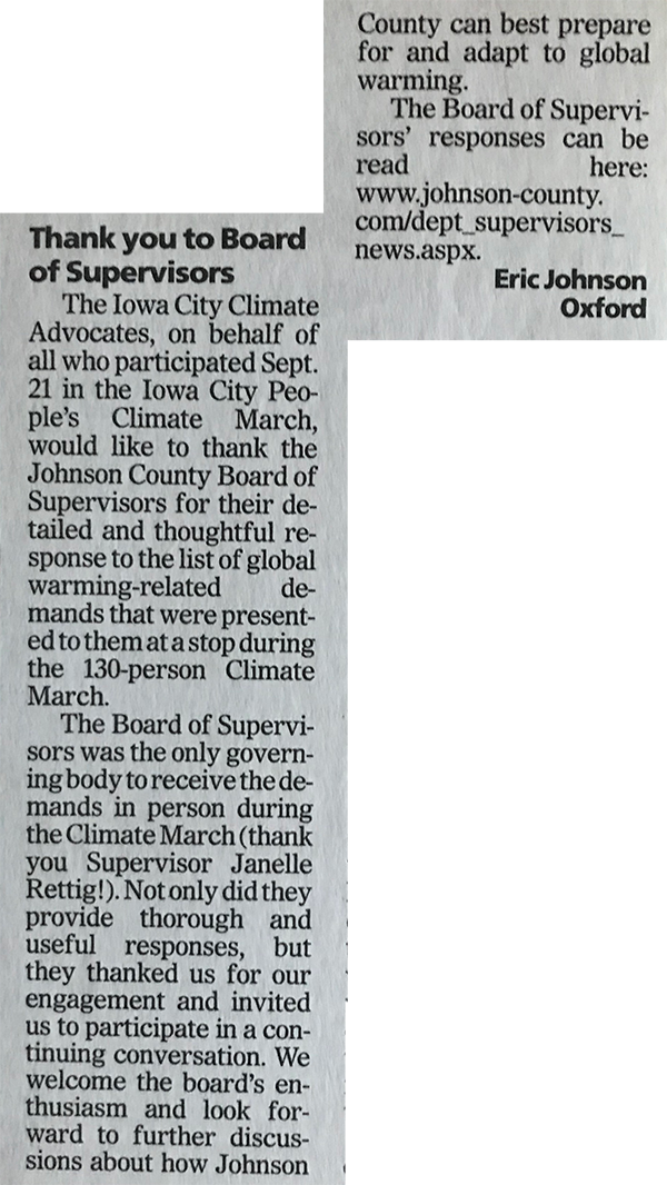 Photo of Supervisors letter to the editor