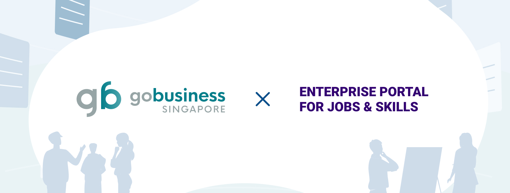 Graphic showing the logos for GoBusiness Singapore and Enterprise Portal for Jobs and Skills