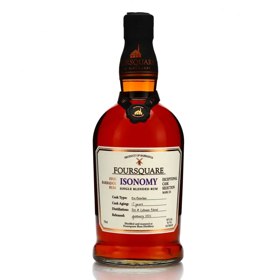 Image of the front of the bottle of the rum Exceptional Cask Selection XX Isonomy
