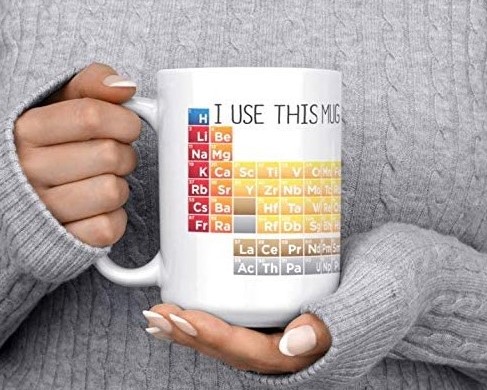 This is a product image of a periodic table mug