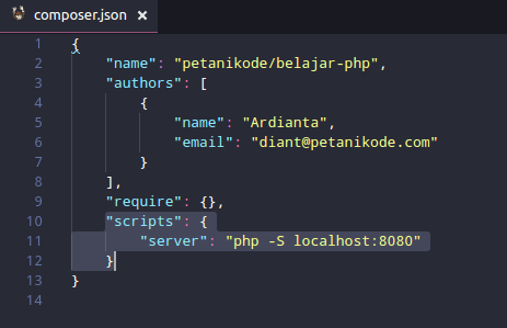 Skrip di composer JSON