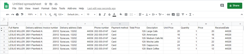 Your data updated in real time in Google sheets