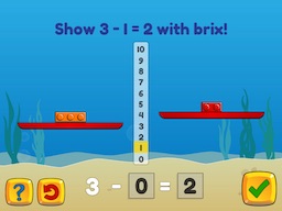 Basic subtraction within 5 using brix (scales) Math Game