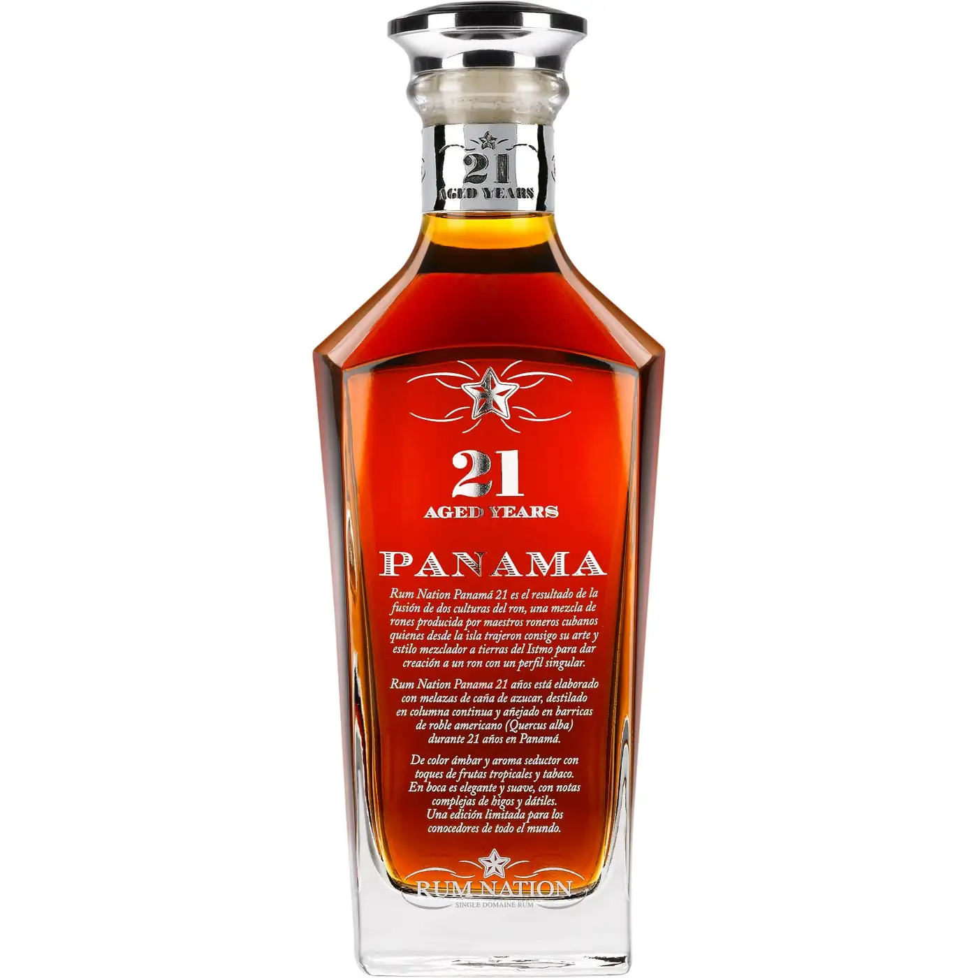 Image of the front of the bottle of the rum Panama Decanter 21 Years