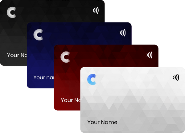 Custom design card, red, black, blue